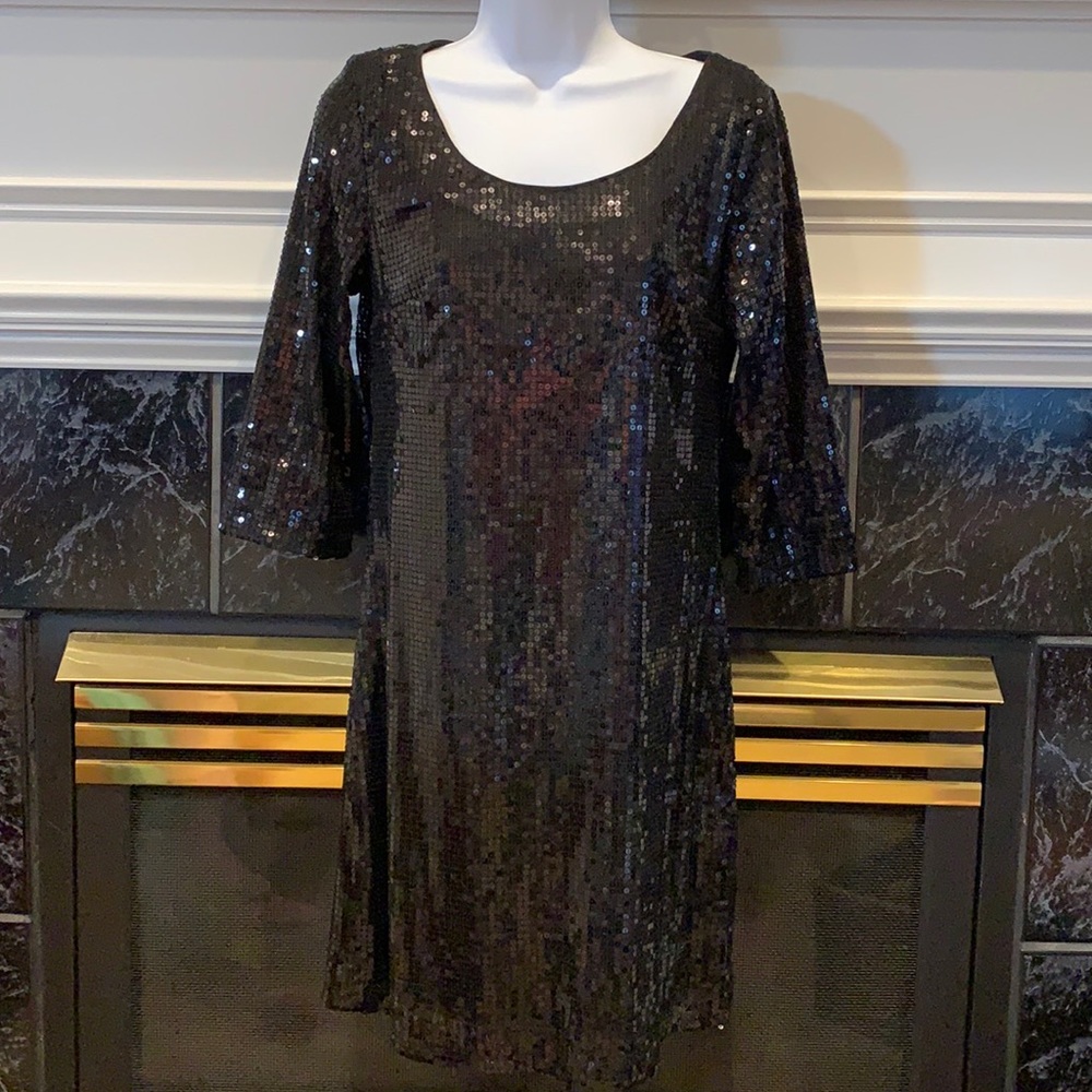 White House Black Market Sequined Little Black Dress